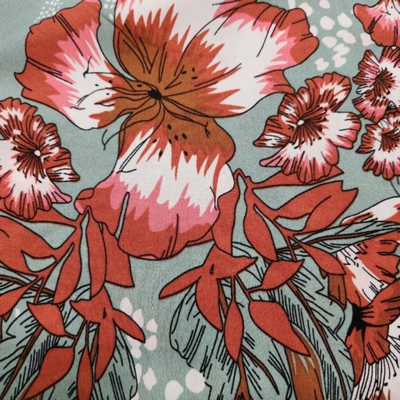 MILLENIUM ☆ SEAFOAM GREEN & RUST ☆ SHARKBITE ☆ FLORAL TUNIC TOP ☆ NIP - Picture 9 of 11